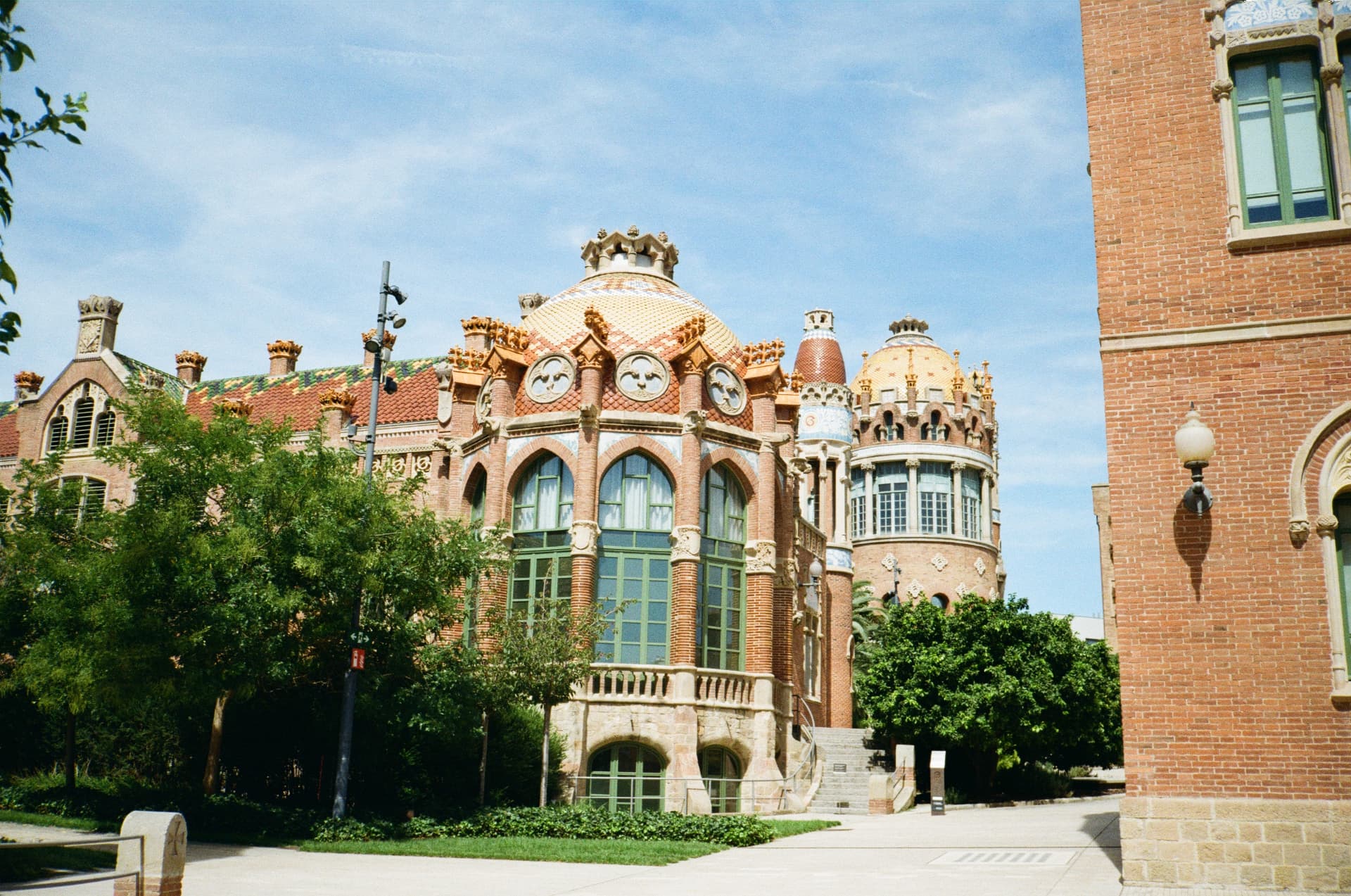Sant Pau modernist buildings in Barcelona on film