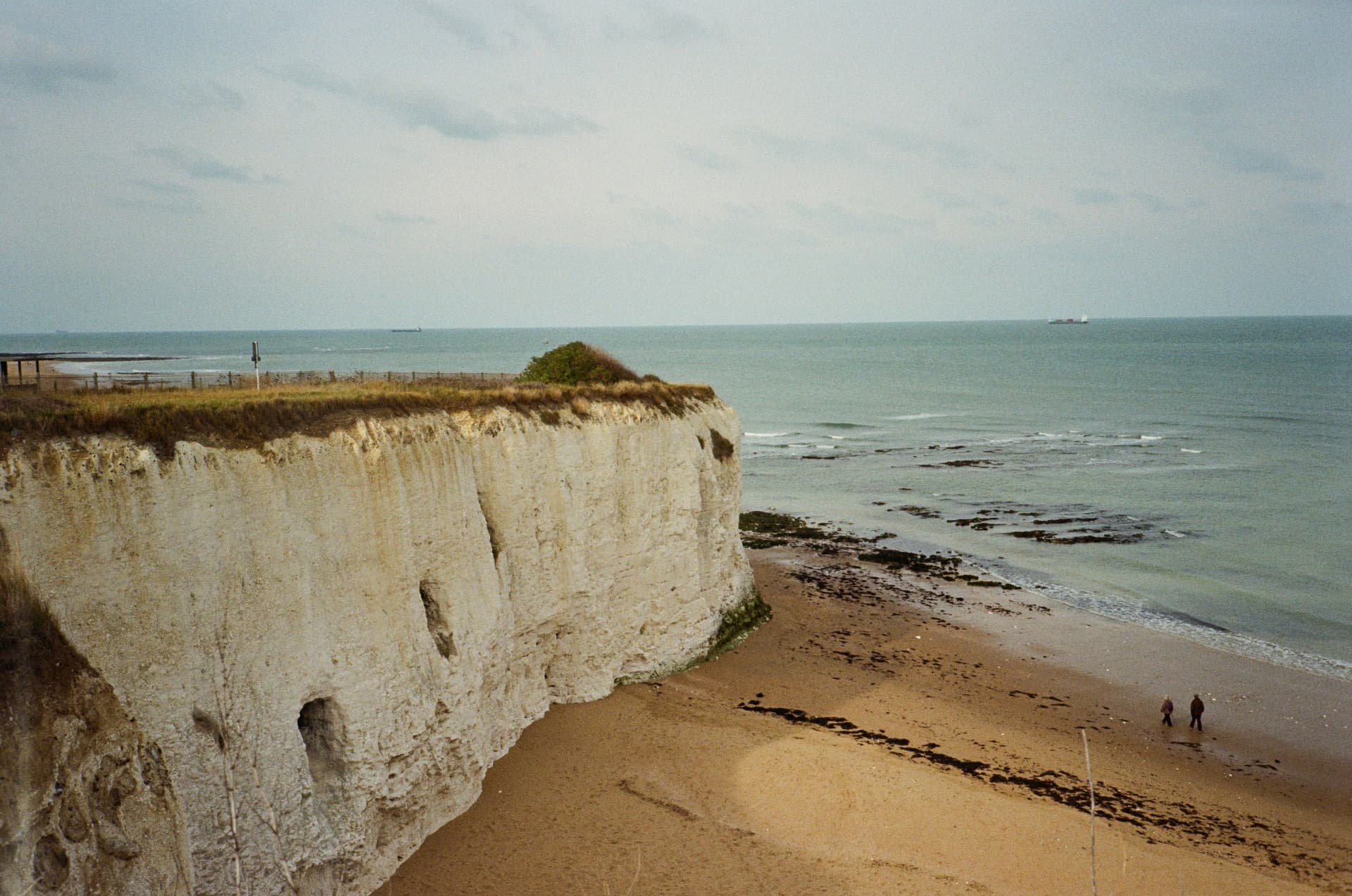 Chalk cliffs and sea at Botany Bay, shot on film